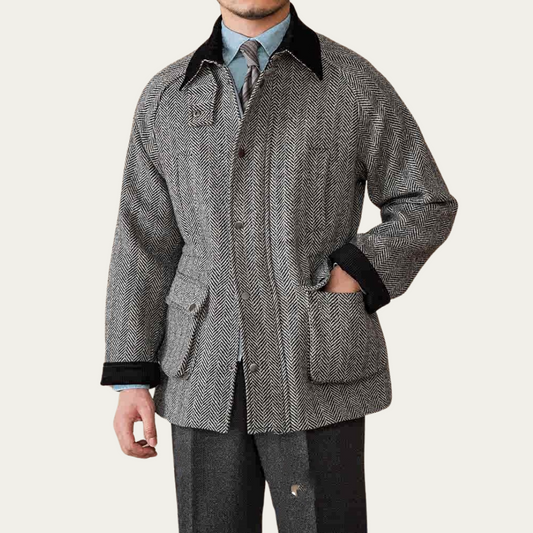 Wool Herringbone Heavy Retro Warm Jacket