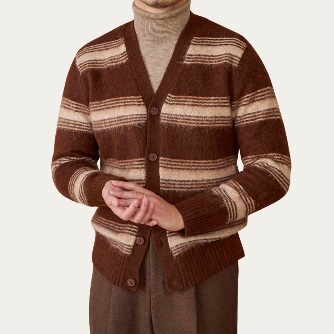 Men's Wool Blend Sweater Ribbed Pattern Hemline