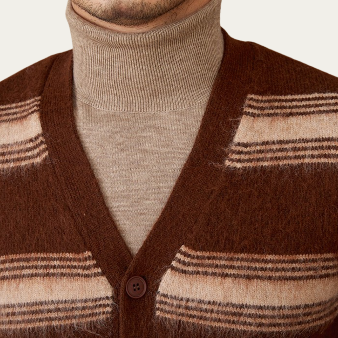 Men's Wool Blend Sweater Ribbed Pattern Hemline