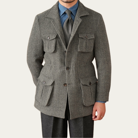 Collar Safari Jacket Jacket Commuter Business Keep Warm And Handsome Jacket Men