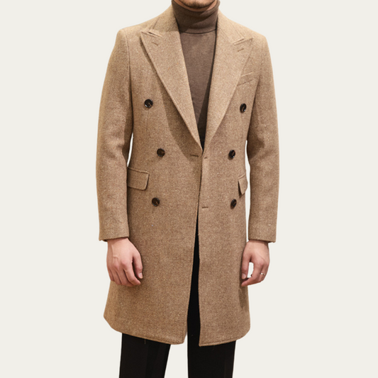 Autumn And Winter Brown Bar MACN Warm Wool Overcoat